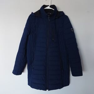 Nautica Lightweight Quilted Removable Hood Jacket Navy Check The Measurements